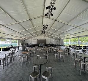 Versare flooring is used in event venue tent