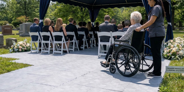 Outdoor cemetery memorial service