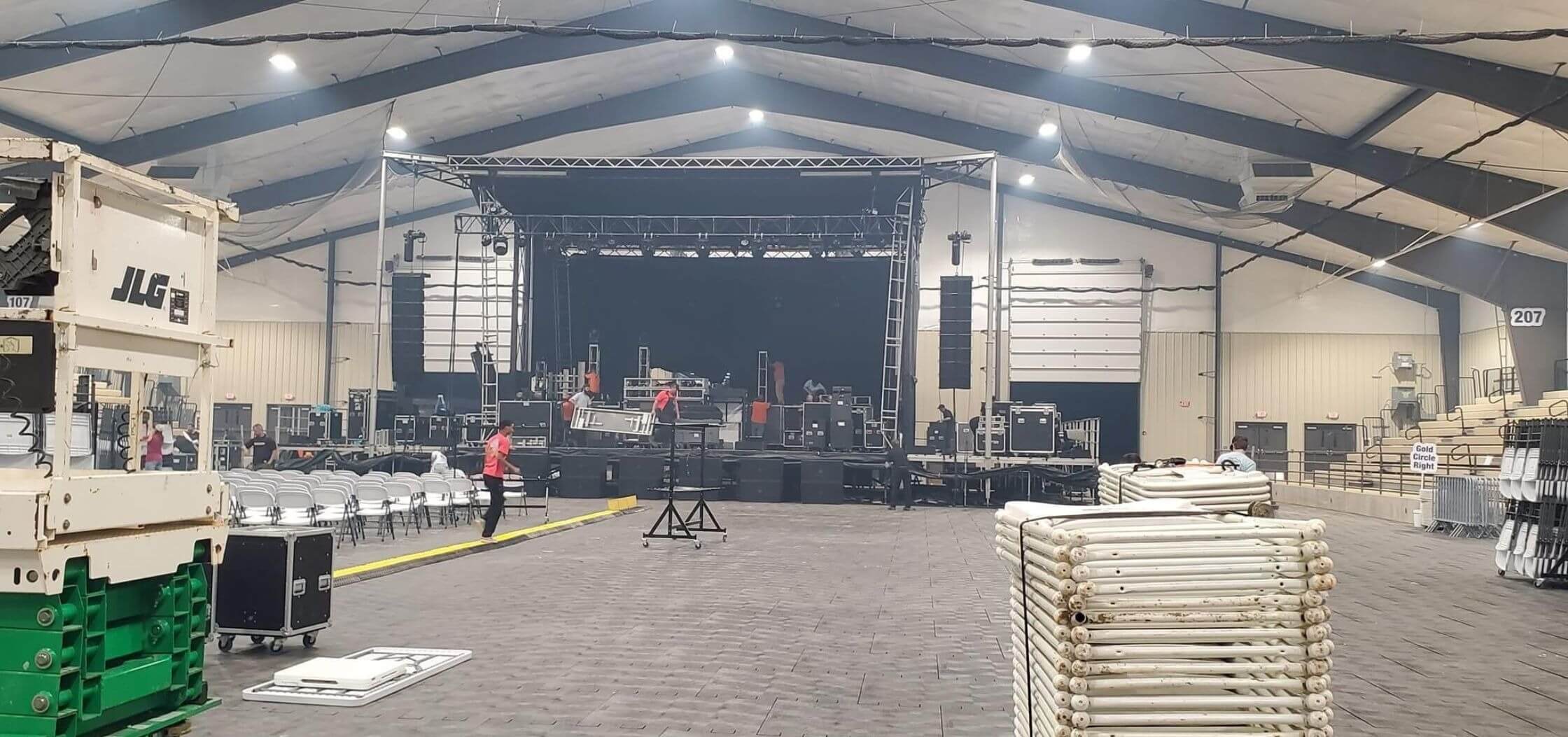 stage being set up on everbase flooring