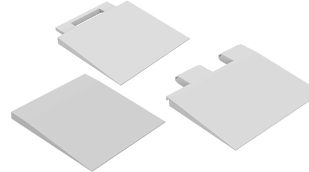 3 different variations of plastic ADA compliant ramps for EverBase flooring