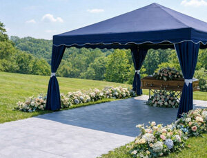 Cemetery memorial with flooring
